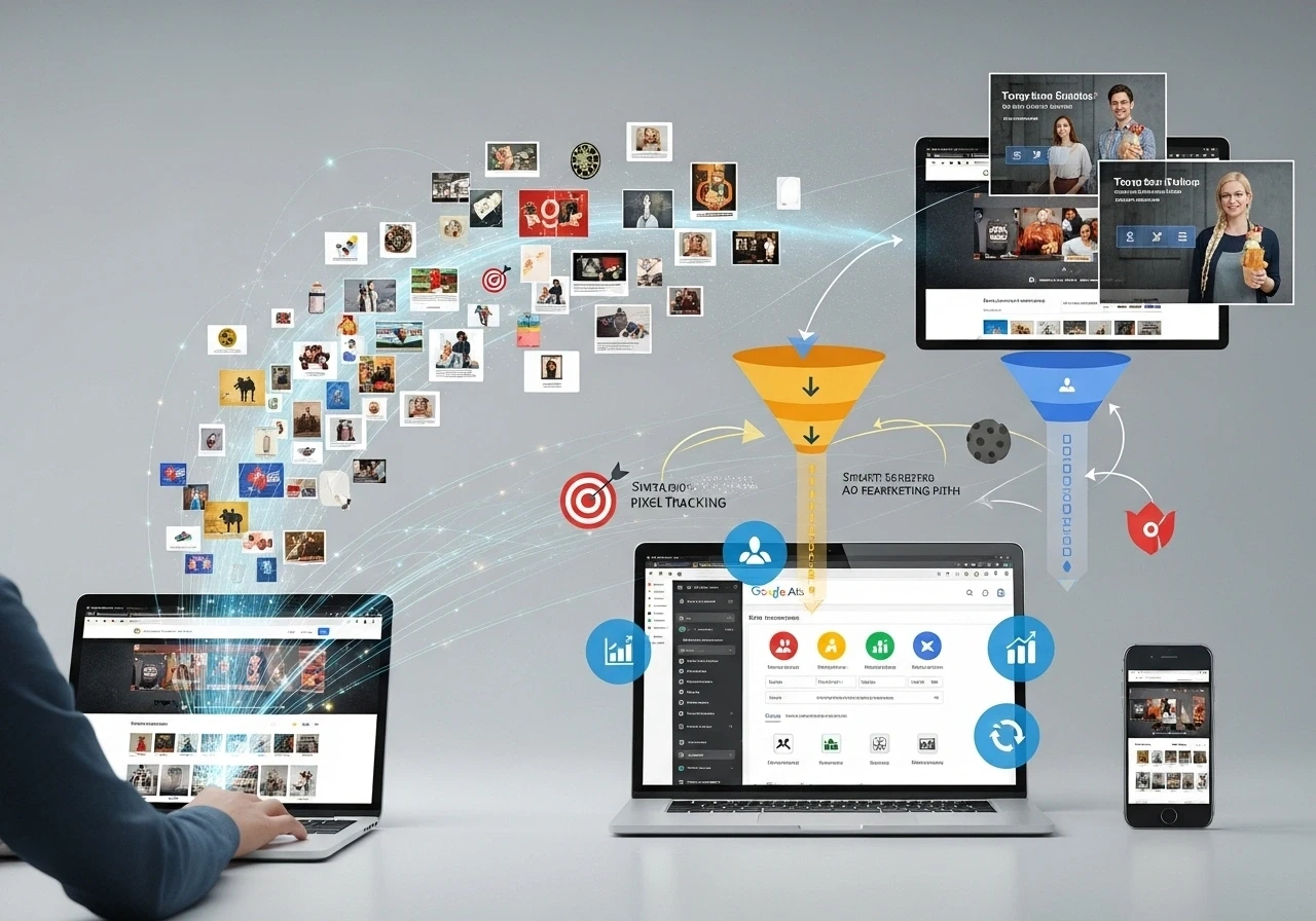 Remarketing with Google PPC ads to boost conversions by targeting previous visitors with tailored ads.