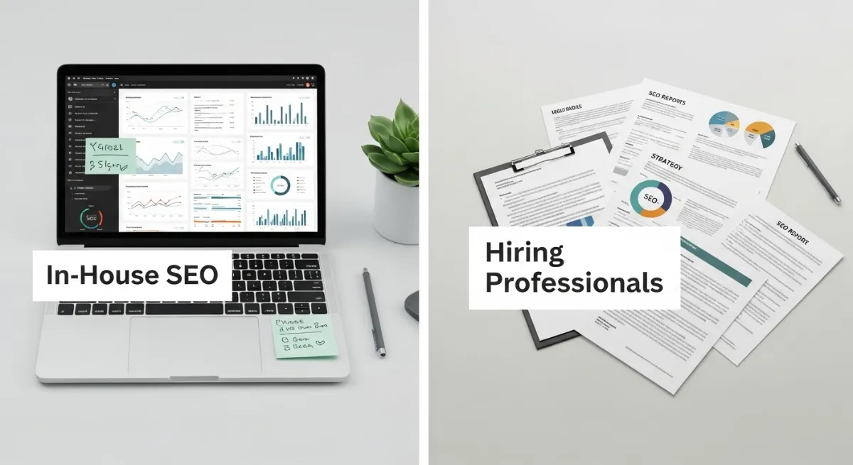 Comparison between handling SEO in-house and hiring SEO professionals
