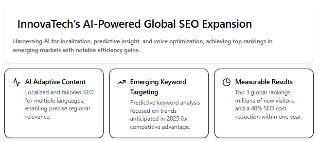 AI SEO strategy helping a multinational company dominate global search rankings